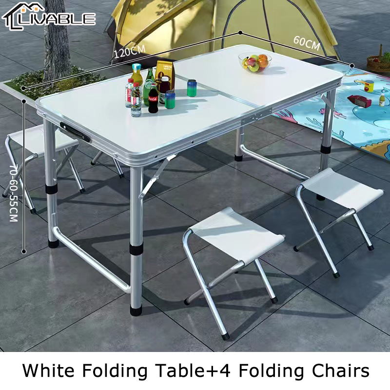 LIVABLE Folding Table Multifunctional Foldable Table and Chair Set Outdoor Portable Picnic Table Home Laptop Table - Image 3