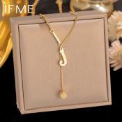 IF ME Gold Initial Necklace for Women - Stainless Steel