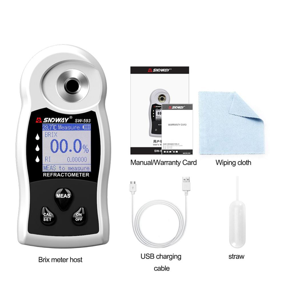 Sndway Digital Refractometer Sugar Brix Meter Rechargeable