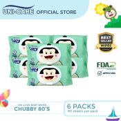 UniLove Chubby Baby Wipes  80's Pack of 6