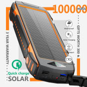 Original Brand Solar Power Bank - 100000mAh Waterproof Charger