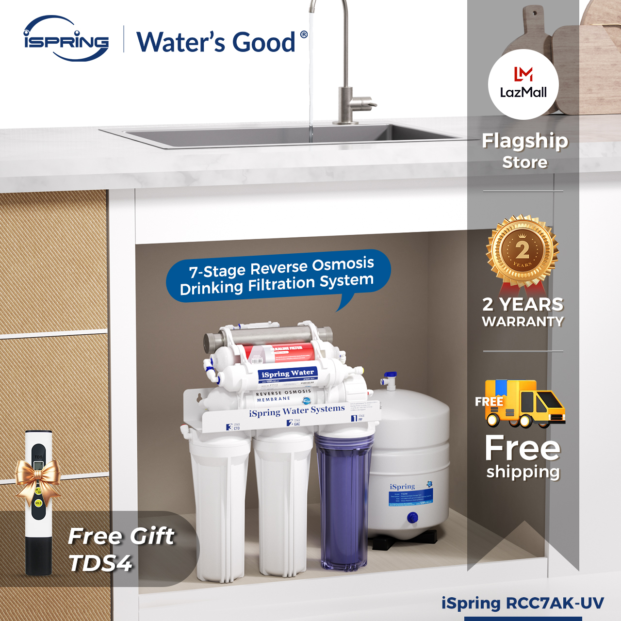 Geekpure 6-Stage Reverse Osmosis Under-Sink Water Filter – 75 GPD With Mineral Filter, Steel Tank-553199
