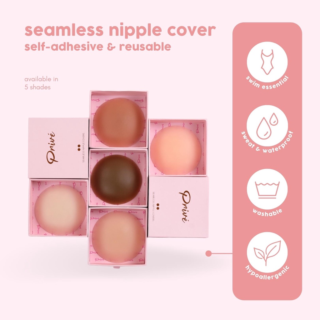 PRIVE Seamless Nipple Cover Ultra-thin Re-usable Nipple Pasties Sweatproof  Waterproof Nipple Pad