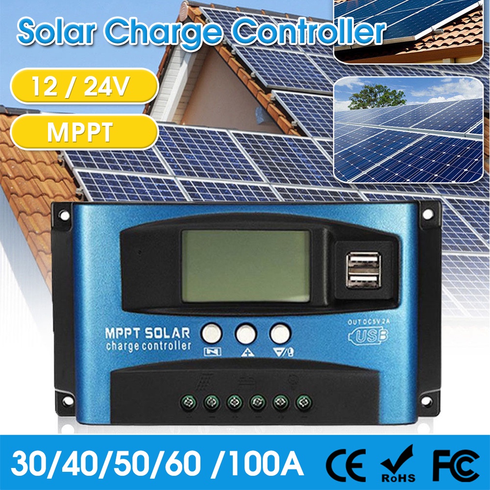 Mppt Solar Charge Controller 100a 60a 50a 40a 30a Solar Power Dual Usb Lcd Display5ru Lazada Ph