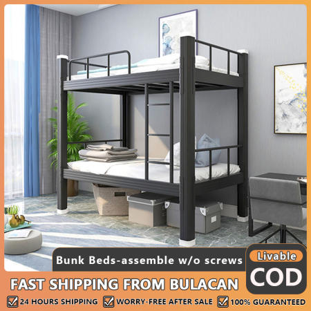 Heavy Duty Double Deck Bed with Stairs - 