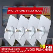 Dongtian 10Pcs Adhesive Photo Frame Wall Hooks