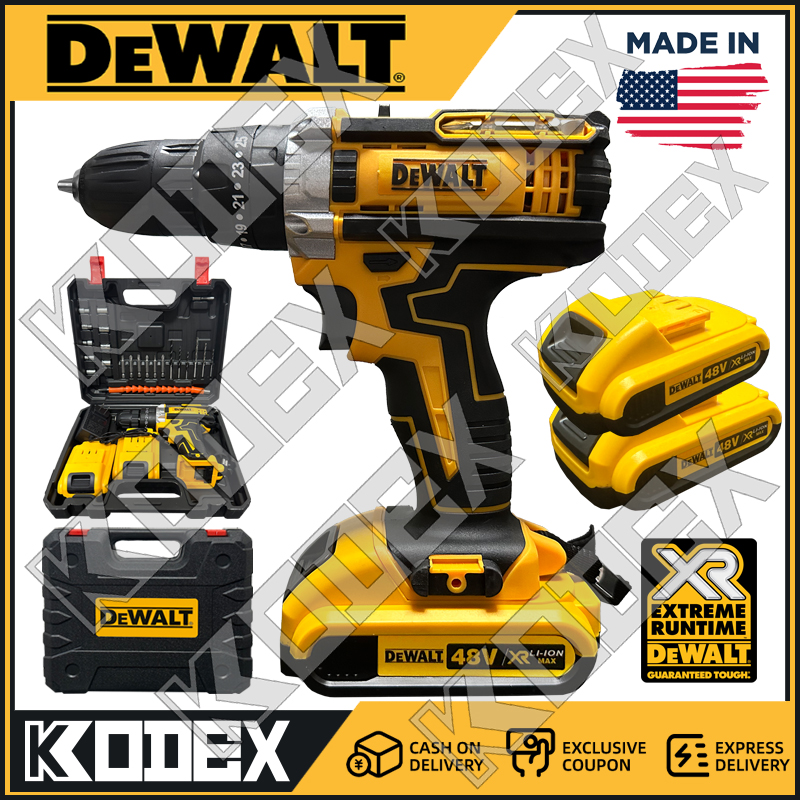 DeWALT 48V Cordless Drill Impact Hammer with 2 Batteries