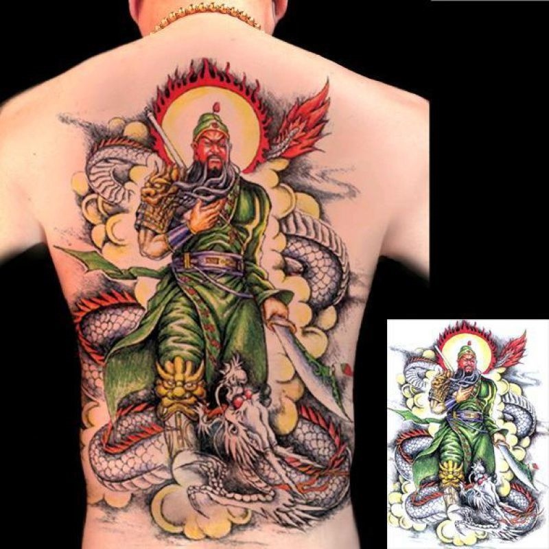 tattoo sticker for men Colorful Guan Yu tattoo decal arm calf men and women  durable waterproof imitation sticker Panlong Guan public relations Erye  stepping on the dragon | Lazada PH