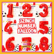 Happy Party Night Red 32" Number Foil Balloon