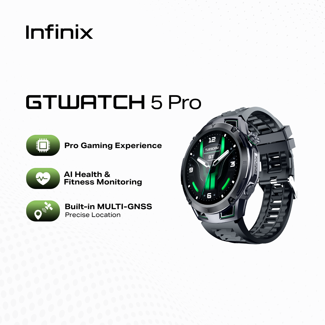 Infinix - GT Watch 5 Pro / Real Time Game Data Display / AI Health & Sports Management / Built-in Multi GNSS / IP68 HD AMOLED Display Smart Watch