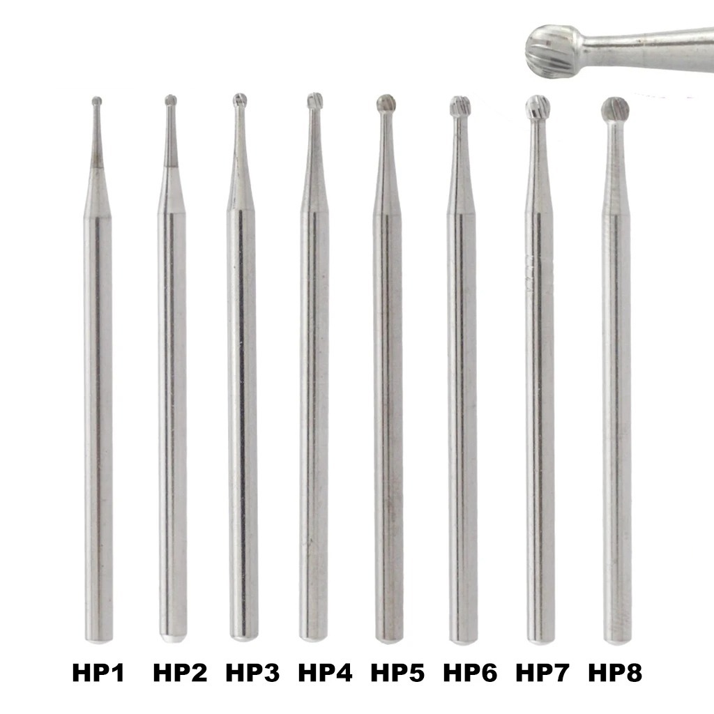 Lot De 12 Fraises Dentaires HP8 Carbure De Tungstène - Pour Pièce à Main Droite à Basse Vitesse
