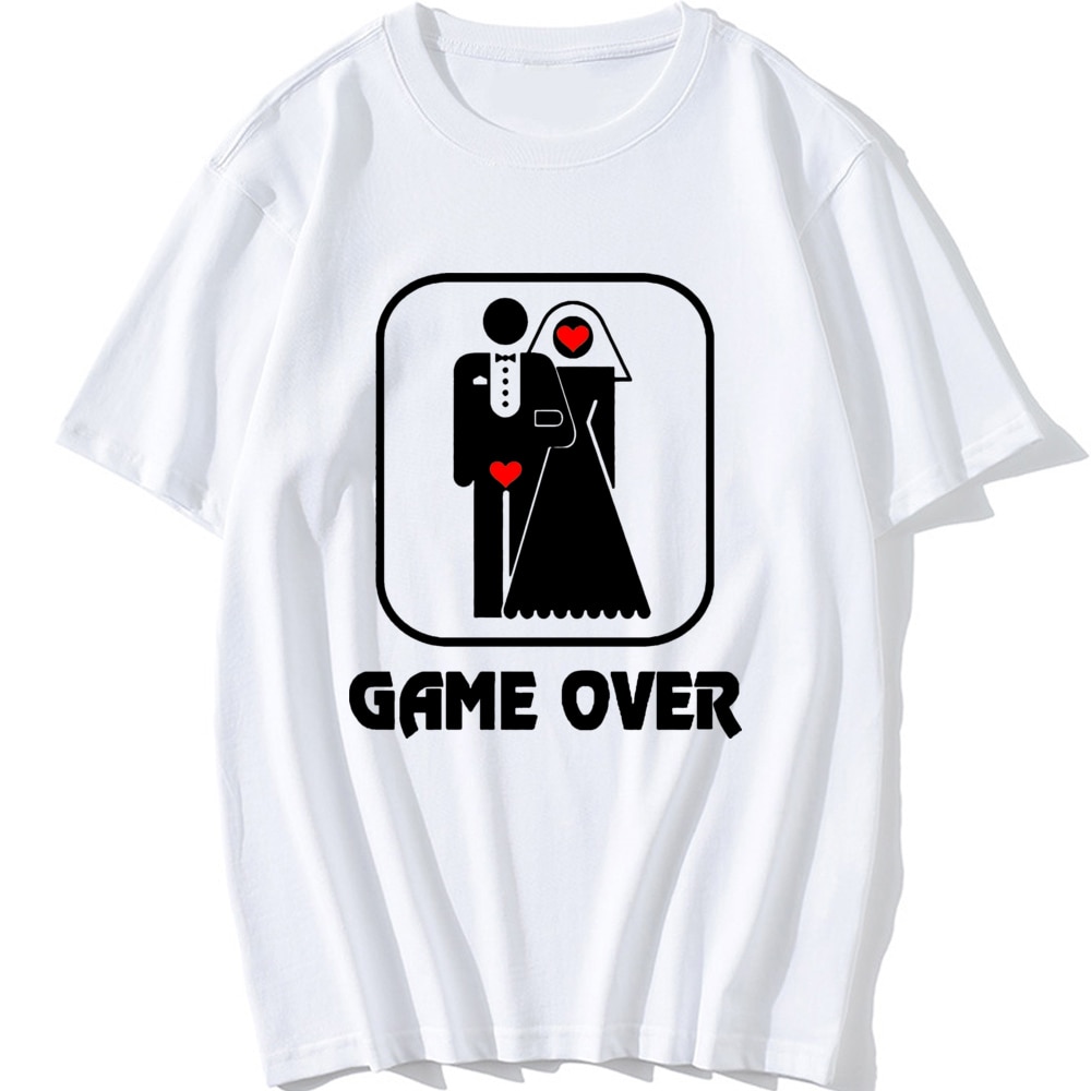 Game Over Shirt Men Bride Top Groom Bachelor Clothing Funny Bachelorette  Party T Shirts Meme T-Shirt Summer Husband T-shirt
