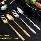 Korean Style Stainless Steel Cutlery Set - 6pcs (Brand: N/A)