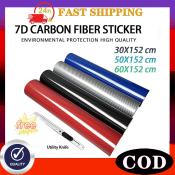 7D Carbon Fiber Vinyl Sticker - Waterproof Black for Cars