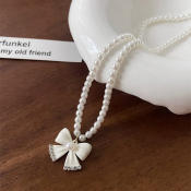 Pearl Bow Pendant Necklace - Premium Design for Women