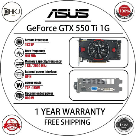 Used Asus Gtx 550Ti 1GB Graphics Card Gpu GDDR5 Video Card for nVIDIA Map GeForce GTX550 Ti 1GD5 Cards mini Dvi Videocard Used