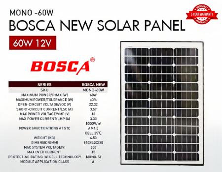 BOSCA 60W 12V Solar Panel - 5 Year Warranty