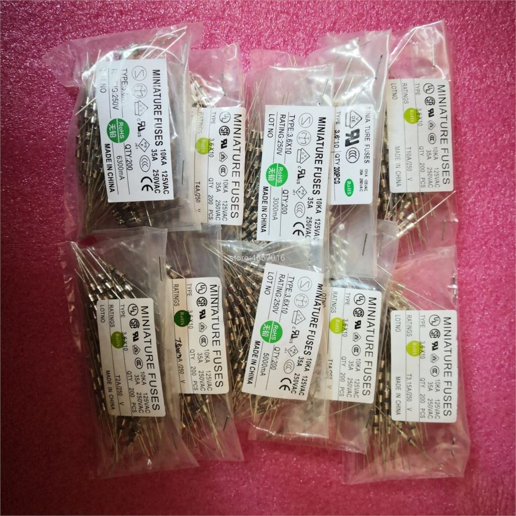 200pcs T5AL250Vアキシャルスローブローヒューズ3.6X10mm 【冬バーゲン