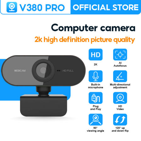 V380 PRO 2K Webcam with Microphone for Video Meetings