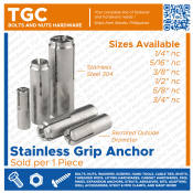 10/1 Pieces 1/4 5/16 3/8 1/2 5/8 3/4 Stainless Grip Anchor / SS Grip Anchor / Sus Expansion Bolt / Rod Anchor Shield Bolt Tgc