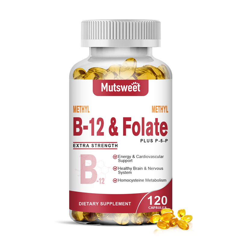 Viên nang Vitamin B-12 Vitamin B12 & B9 hoạt tính sinh học cho Năng lượng