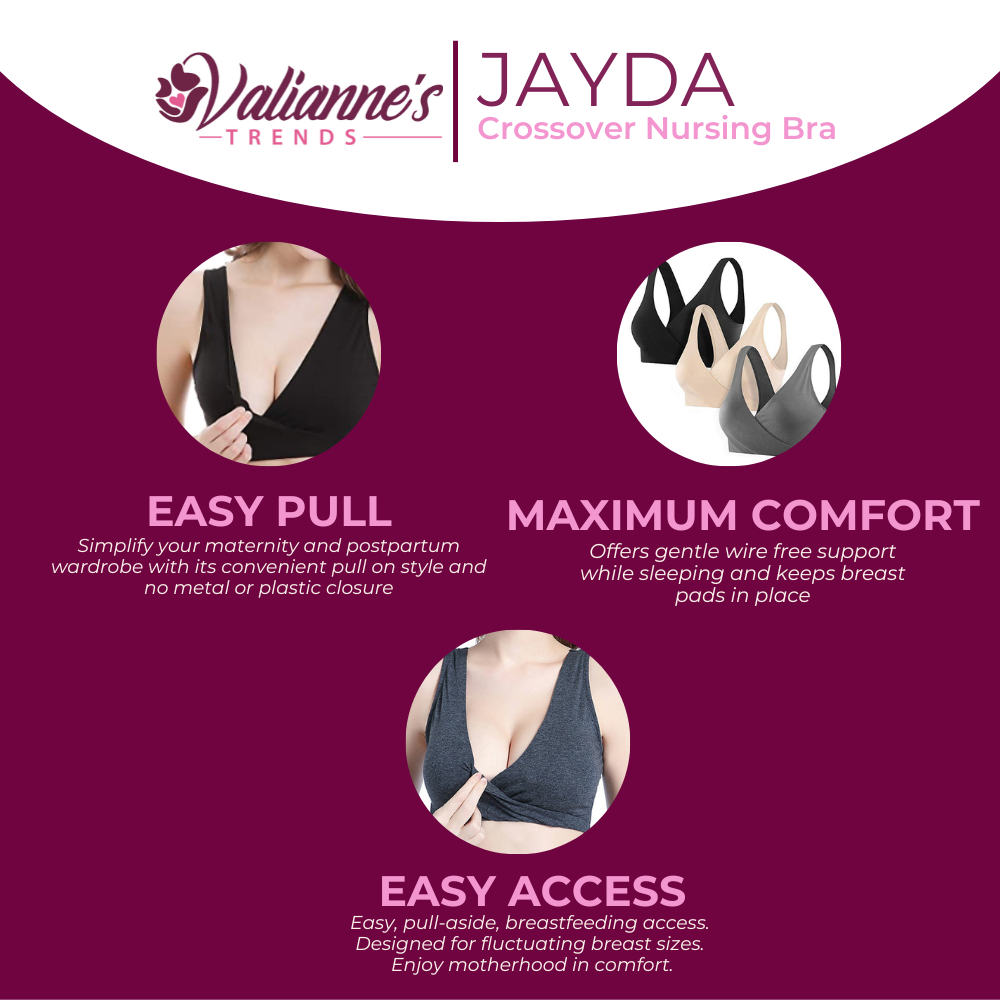 Valianne's Trends - Jayda Crossover Nursing Bra - Breastfeeding - Sleeping  Bra - Maternity