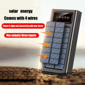 10000mAh Solar Power Bank with 4 Charging Cables and LED Light