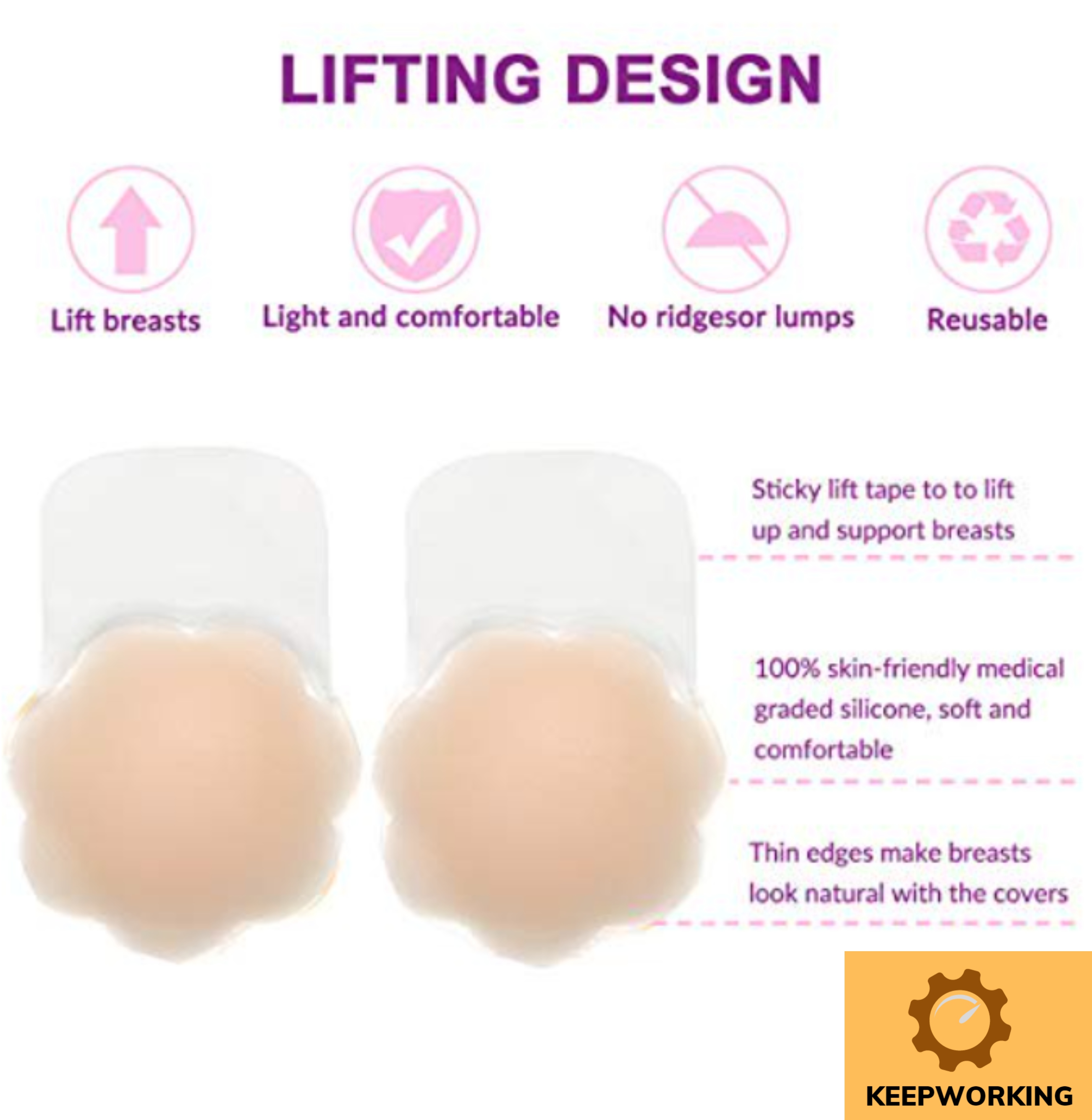 Silicon Reusable Lift Breast Nipple Cover Push Up Bra Petals