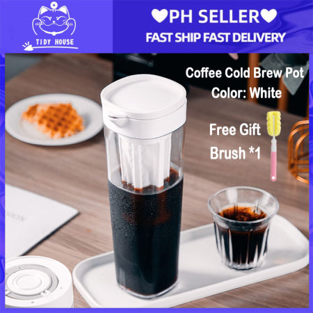 Moonlight White Cold Brew Tea/Coffee Pot with Filter, 1.1L