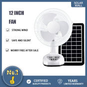 Portable Solar Electric Fan with Rechargeable Panel and Light