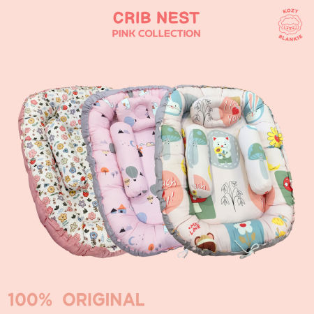 🥇Kozy Blankie Baby Bed Crib Nest - Pink Collection