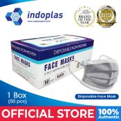 Indoplas Disposable Face Mask 3-Ply Earloop- Black - 1 box