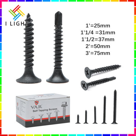 Fast Delivery Black Flat Head Screws, 1"-3" - 1 Box