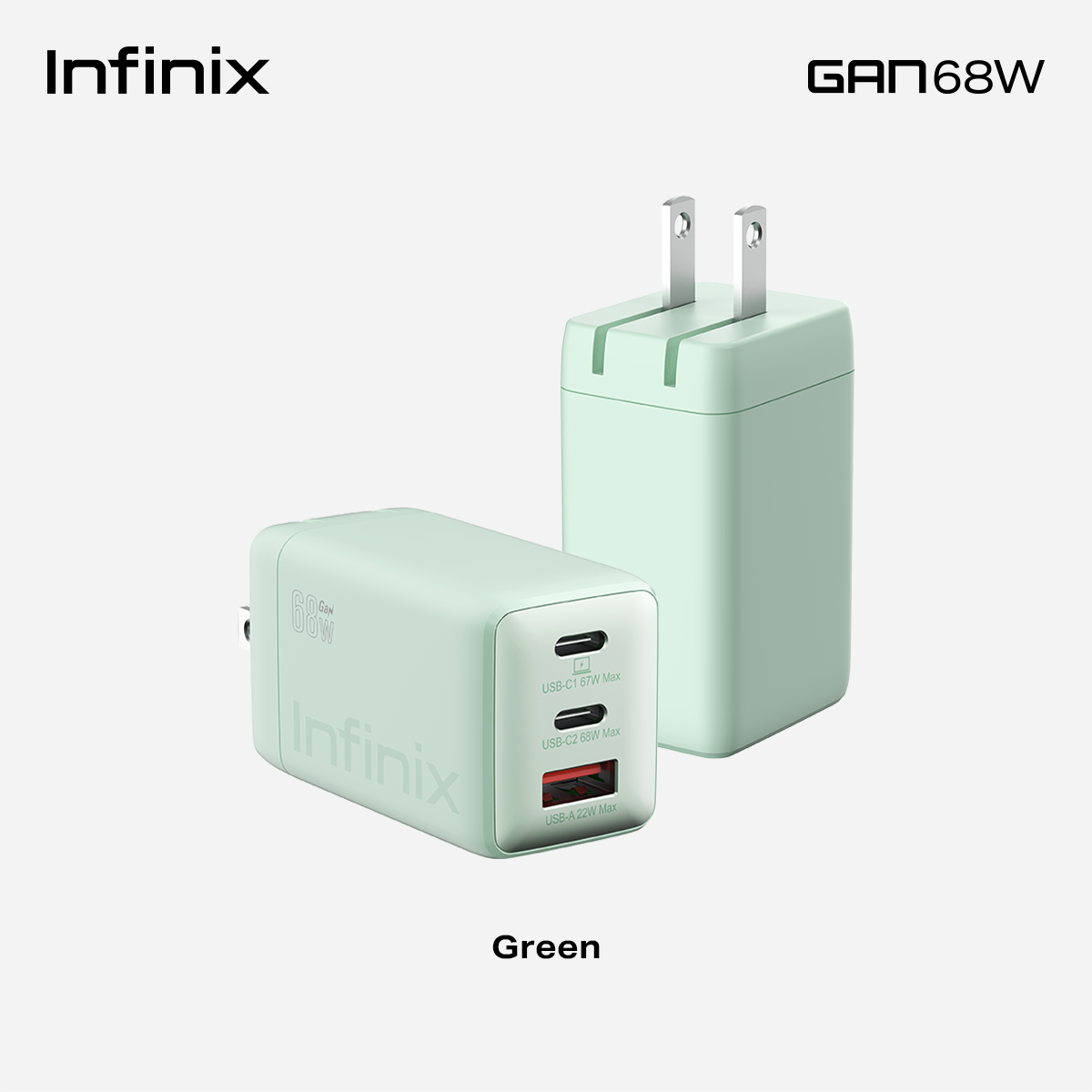 Infinix Gan 68W Gen 2 Fast Charger / 3A Type C / USB - Image 2
