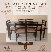 6-Seater Dining Set with Cushioned Seat