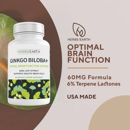 Ginkgo Biloba 60mg Brain Support for Focus and Memory