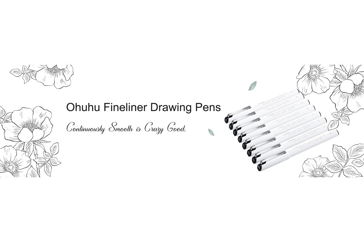  Ohuhu Fineliner Drawing Pen, Set of 8 Pack Ultra Fine Line  Drawing Markers, 8 Assorted Tip Sizes + Dot Pens, 15 Colors Dual Tips (Fine  & Dot) Dot Pen Markers 