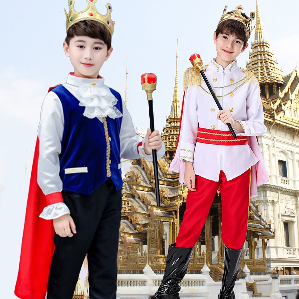 ✺❃☬ Prince Charming Costume Medieval Royal Prince King Outfit Costumes for Toddler Kids Boys Halloween Dress Up Pretend Play Clothes Gift Aged 3-11