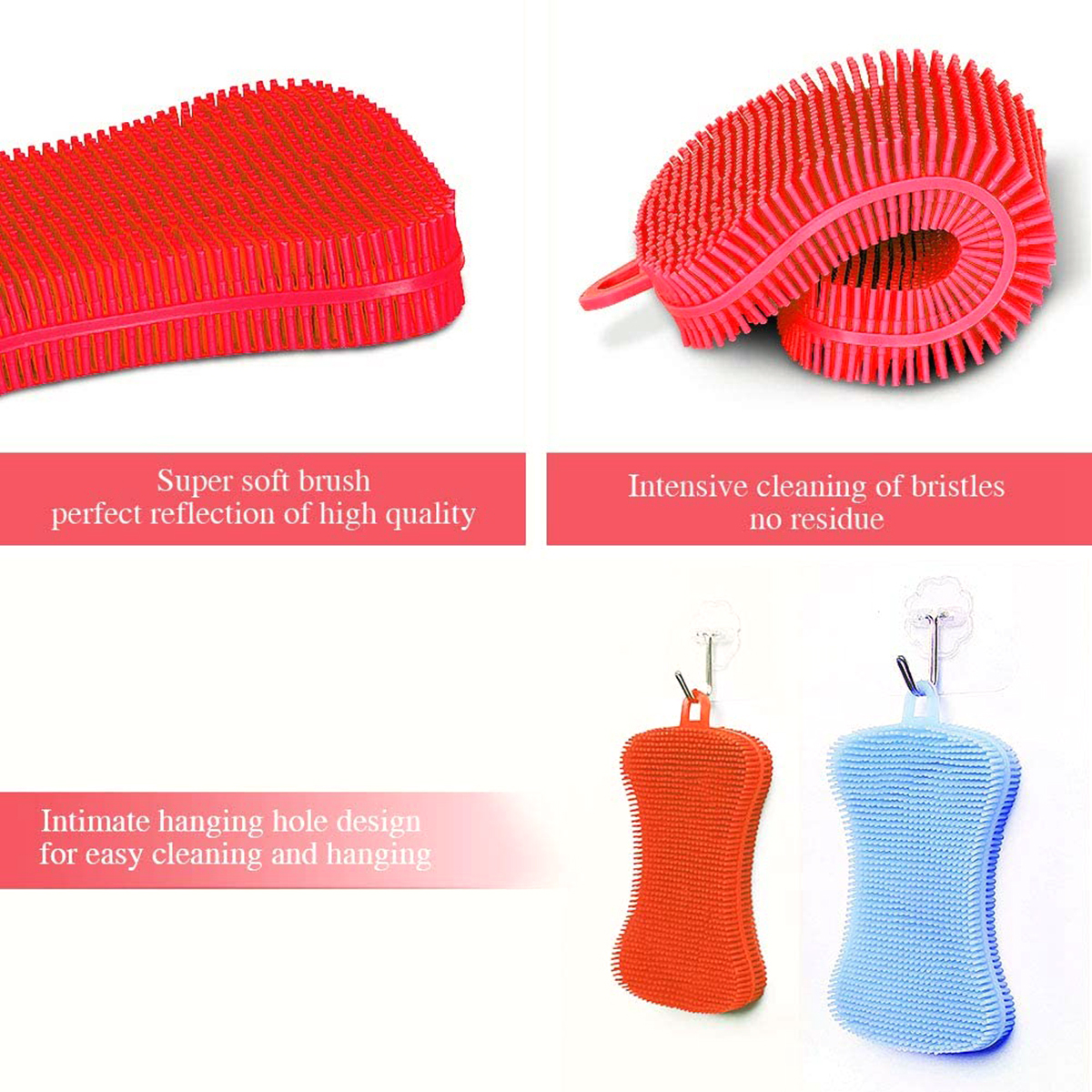 ULIPPOL 3 Cái Cọ Rửa Silicon, Scrubber Cleaner Món Ăn Miếng Bọt Biển