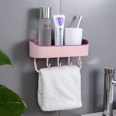 Bathroom Shelf Organizer with Towel Rack Multifunctional drain rack Shower Kitchen Rack Storage (4)