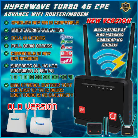 HyperWave Turbo WiFi Cpe Full Admin Router Modem Openline 4G Lte Sim Globe Smart Pldt Gomo Tnt