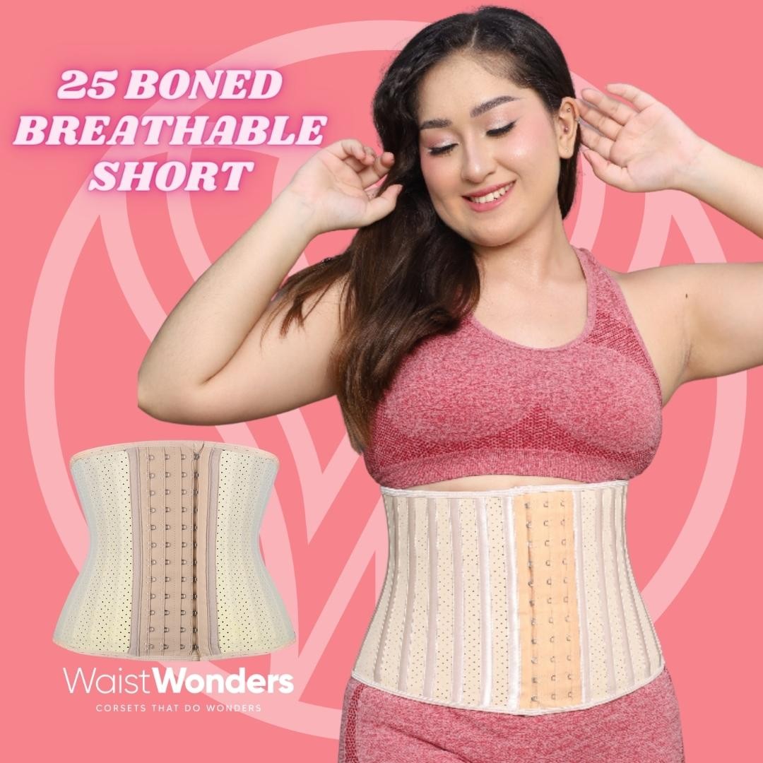 Breathable Short Torso Waist Trainer by  in Cream