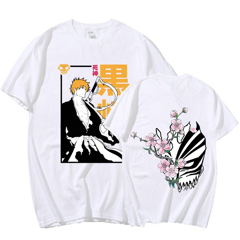 Bleach Anime T-Shirt Men Cotton T Shirt Anime Ichigo Kurosuki Clothes Anime  Tops Double-sided Graphic Print Streetwear Tee Shirt | Lazada PH