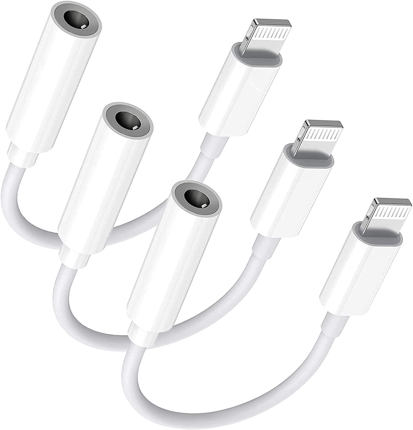 Apple MFi Certified Lightning to 3.5 mm Headphone Adapter Dual Ports Dongle Charger Jack&AUX Audio 3.5 mm Earphone Accessory,for iPhone 11/11 Pro/X/8,7 Plus/8 Plug and Play Support All iOS System 
