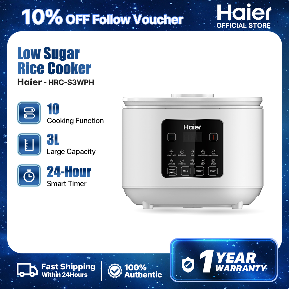 【NEW】Haier Low Sugar Rice Cooker S3W Non-Stick 24-hour Timer 3L Multi Electric Rice Cooker 10 Preset Programs - Brand Haier Presyo 3,999 Piso*Libreng Shipping