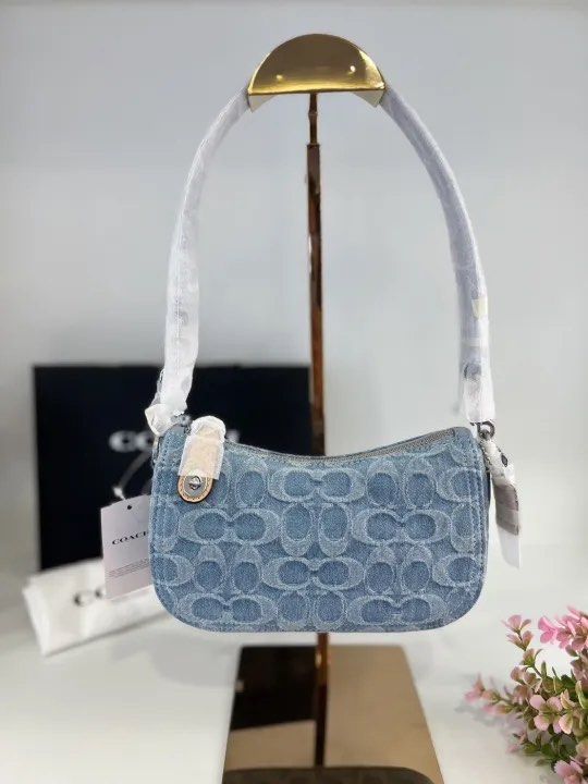 Coach Swinger 20 Signature Monogram Denim Shoulder Bag