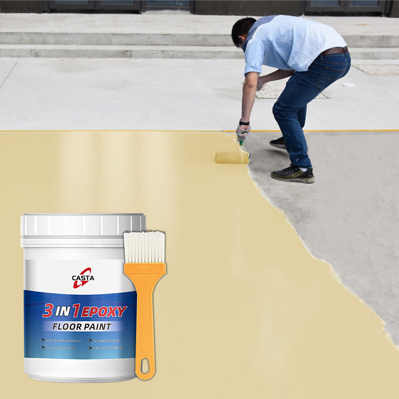 👉1KG👉3 In 1 Water-Based Epoxy Floor Paint, Wear-Resistant Waterproof, Self-Leveling Cement Floor Paint, Floor Paint, Indoor And Outdoor Home Use - Image 4