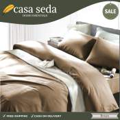 Casa Seda 4-in-1 Brown Cotton Blend Bedsheet Set