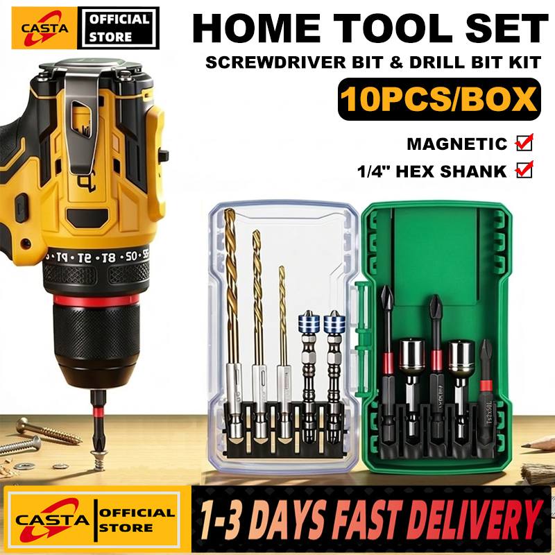 10pcs/set Bit Set Impact Resistant Impact Bit Set Hex Shank S2 Steel Set Magnetic Power Tool Bit Home Repair