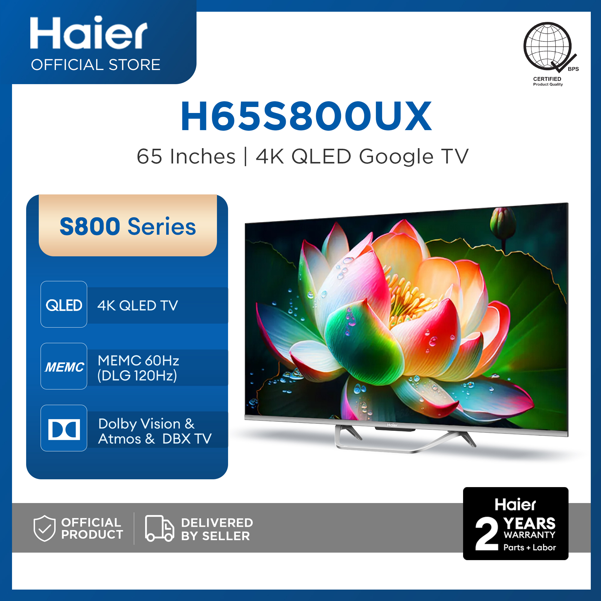 [NEW] Haier H65S800UX 65 Inch QLED Google TV (Netflix & Youtube One Touch, Google Playstore, Google Assistant, Google Chromecast Built in, Dolby Digital Decoding, HDR) Presyo 24,998 Piso*Libreng Shipping